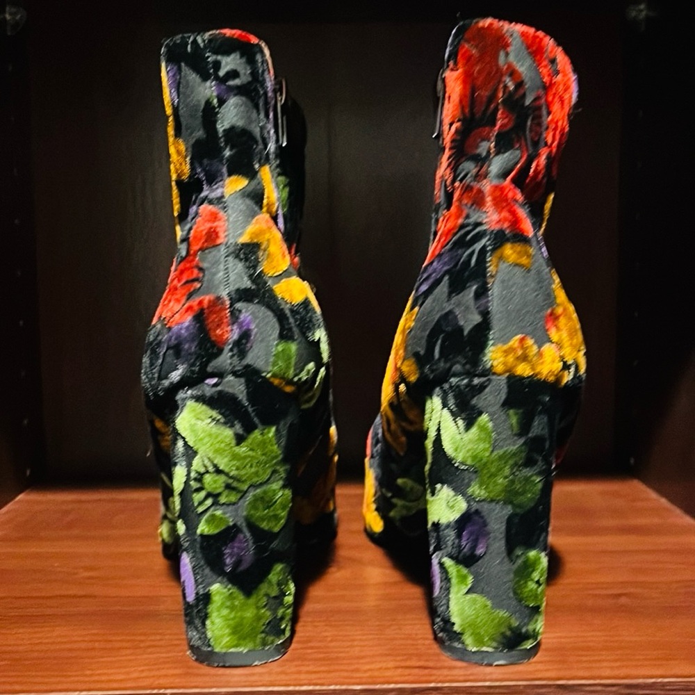 STEVE MADDEN Velvet Jewel Tone Burnout Open Toe Bootie - Picture 2 of 9